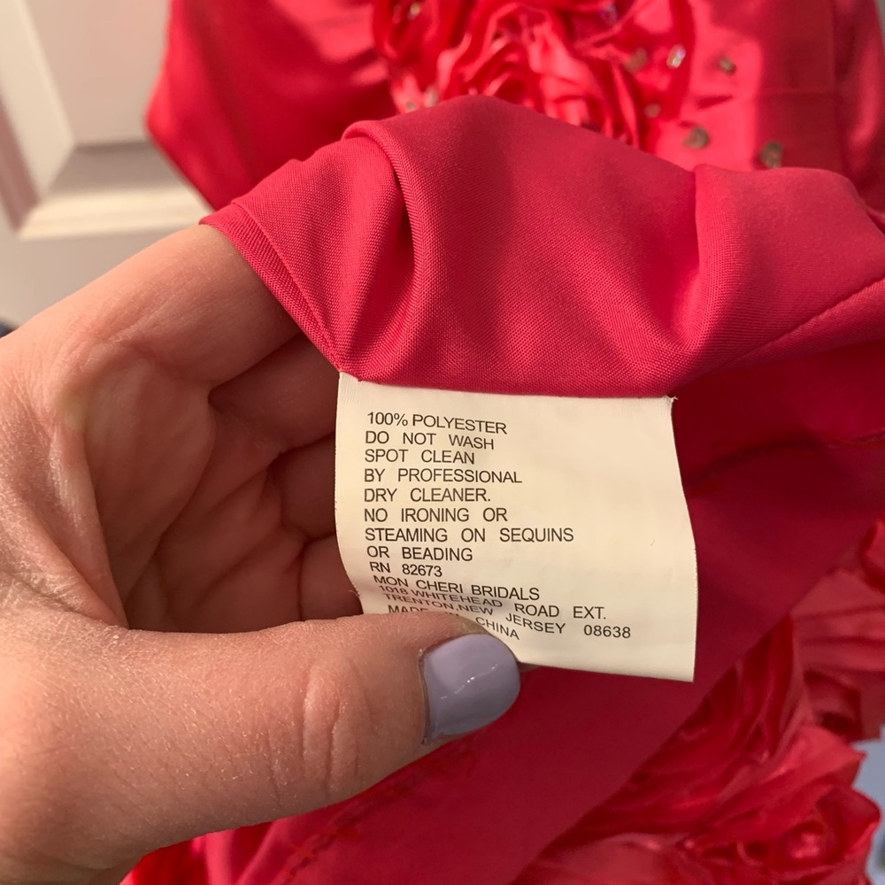 Size 10 Hot Pink Tony Bowls One Shoulder Floral Cocktail Dress (fits like an 8) - Picture 11 of 13